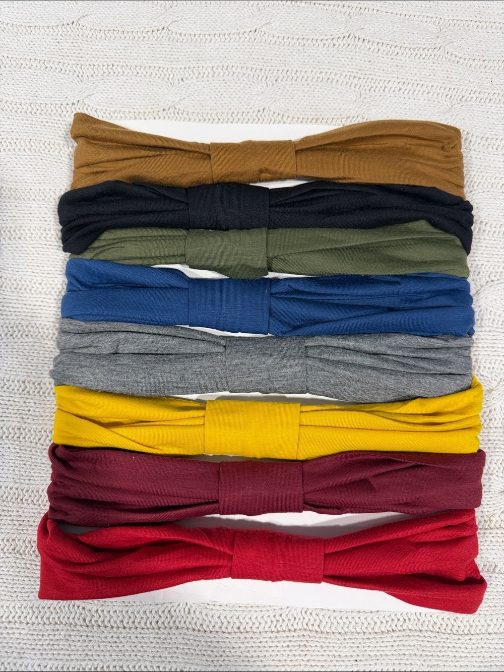 Assorted Knit Fabric headband Bundle in Mustard, Navy, Green, Red & More